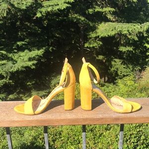 Yellow Suede Sam Edelman open toe heels!